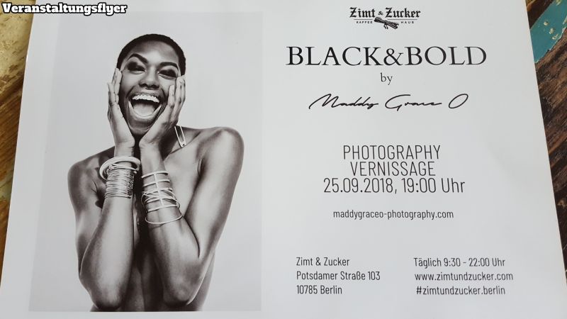 Zimt & Zucker event flyer. Black & Bold by Maddy Graceo. Photography Vernissage.