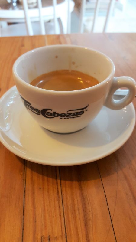 Double espresso from Tres Cabezas coffee roastery.