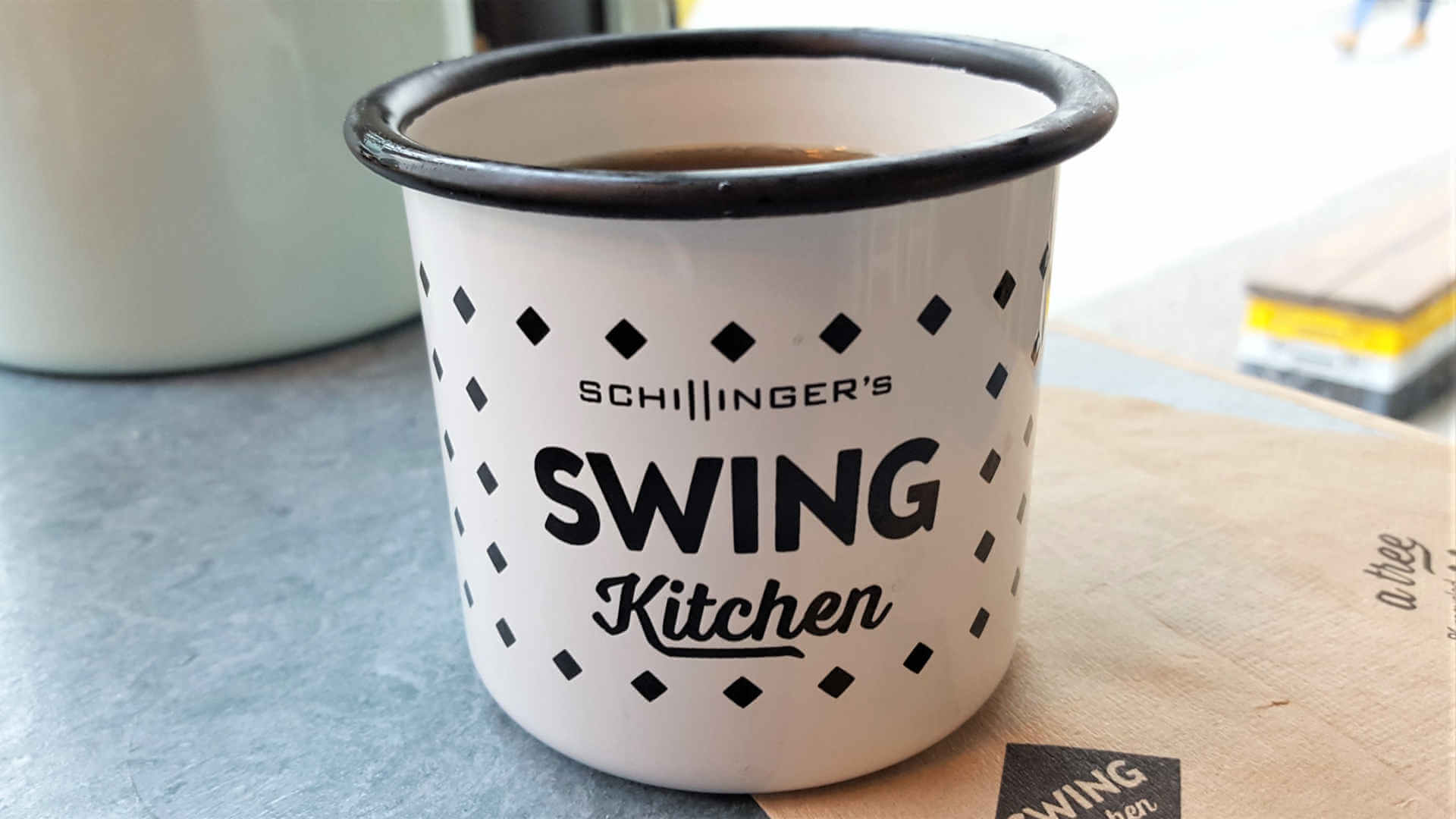 Swing Kitchen Enamel Cup - Burger Special Berlin