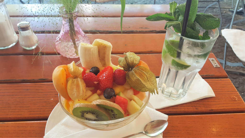 Café Anna Blume fruit salad and refreshment